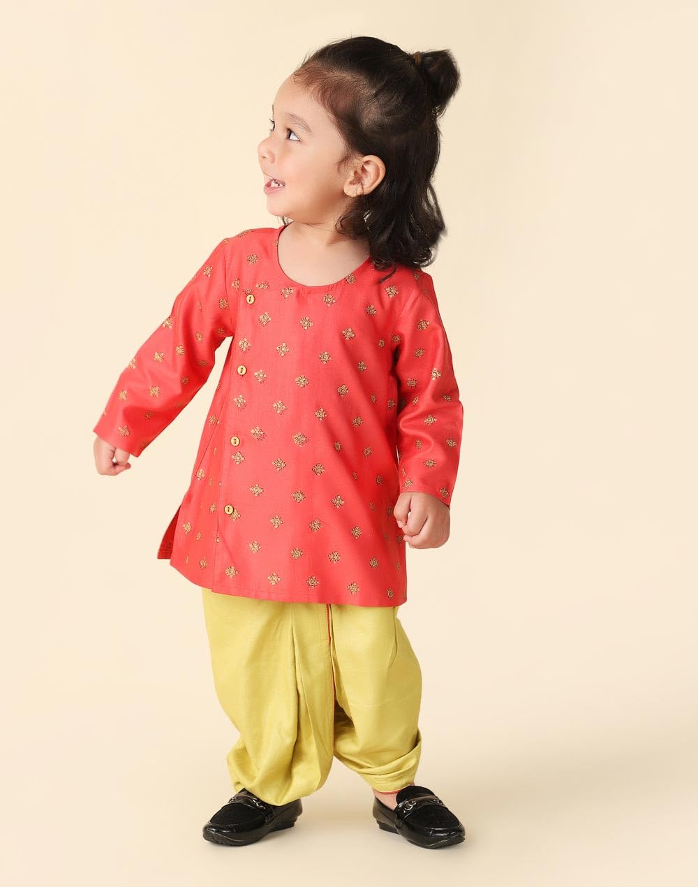 Fabindia Baby Boy's Viscose Silk Printed Regular Dhoti Set (1035451RED_Red