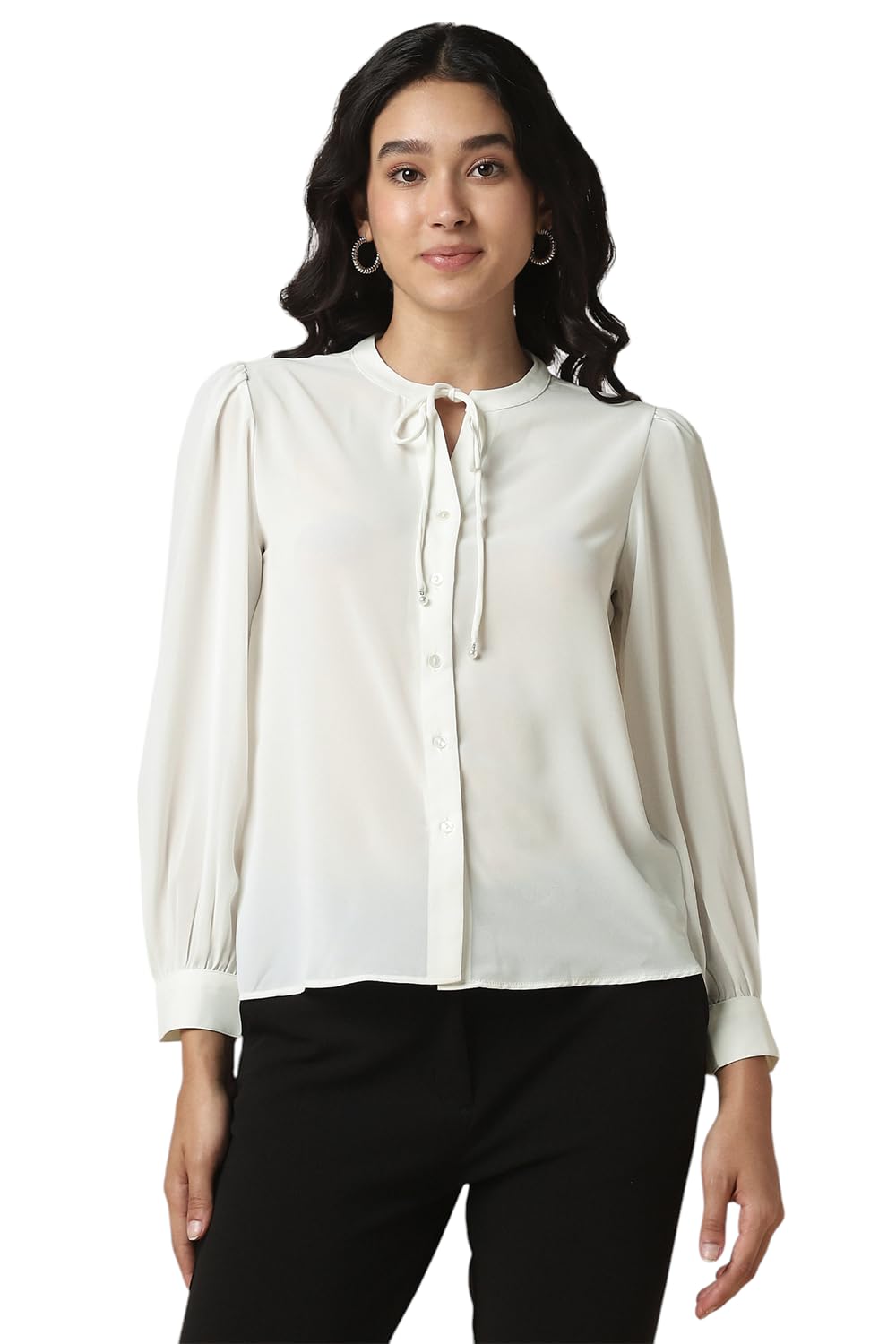 Allen Solly Women Regular Fit Solid Formal Polyester Full Sleeve Top