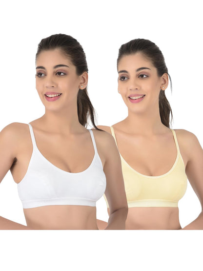 Softline Womens 100% Cotton Wire-Free Non-Padded Bra Combo | Breathable & Soft Fabric | Full Coverage & Everyday Comfort (Pack