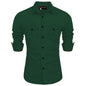 Rebelify Double Pocket With Flap Men Cargo Cotton Shirt Bottle Green
