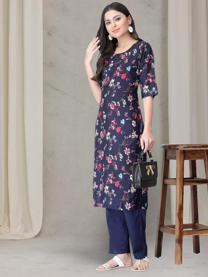 Pinkmint WomenS Crepe Kurta Pant Set Kurta Set Comfortable Set For Women