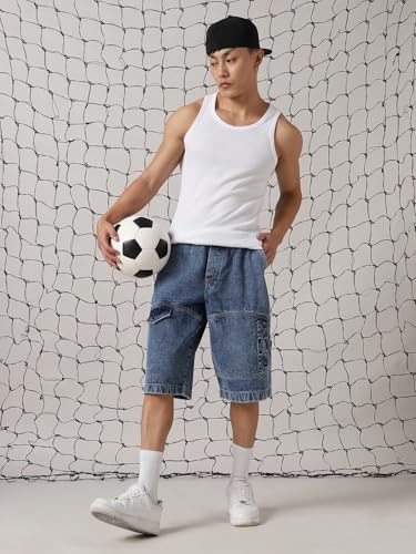 Hubberholme Men Cotton Casual Washed Loose Fit Mid-Rise Shorts