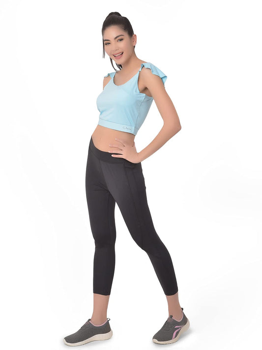 Clovia Womens Comfort Fit Active Cropped Top (AT0150P03_Blue_M)