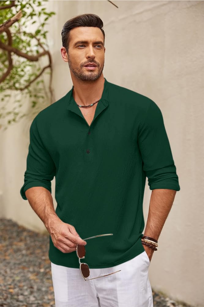 Zartha MenS Regular Fit Solid Pattern Cotton Blend Kurta With Spread Collar Long Sleeve And Standard Length | Shirt For Man Dar