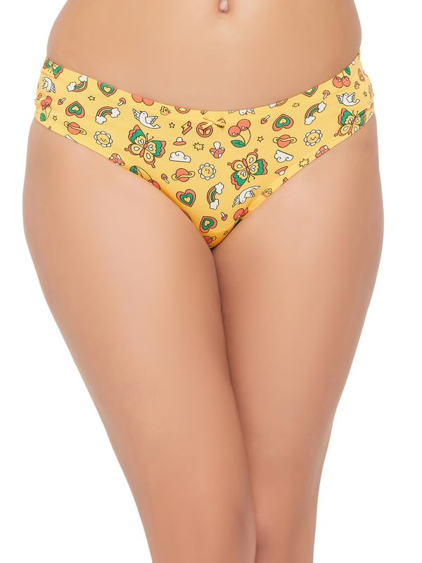 Clovia WomenS 100% Cotton Low Waist Inner Elastic Thong Panty (Pn3516P07_Yellow_Xl)