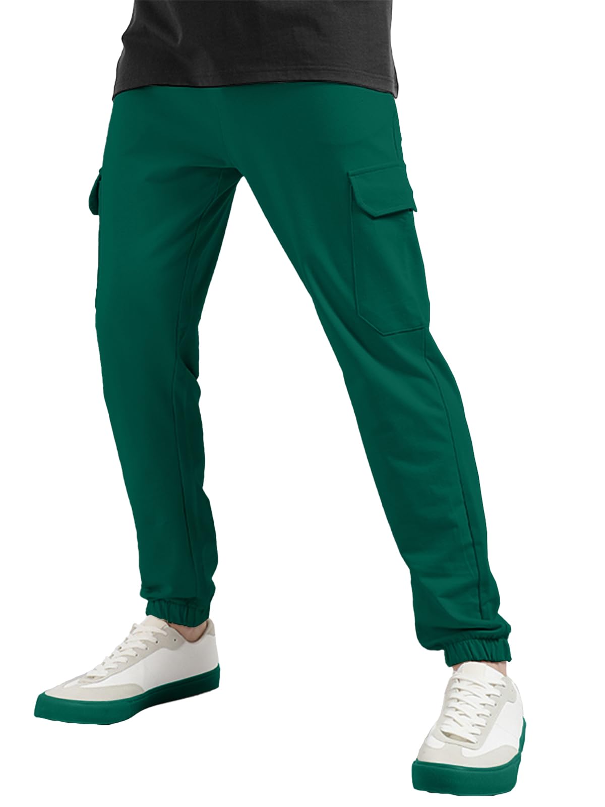 Veirdo Mens 100% Cotton Regular Fit Aventurine Mid Rise Trackpants with Pocket