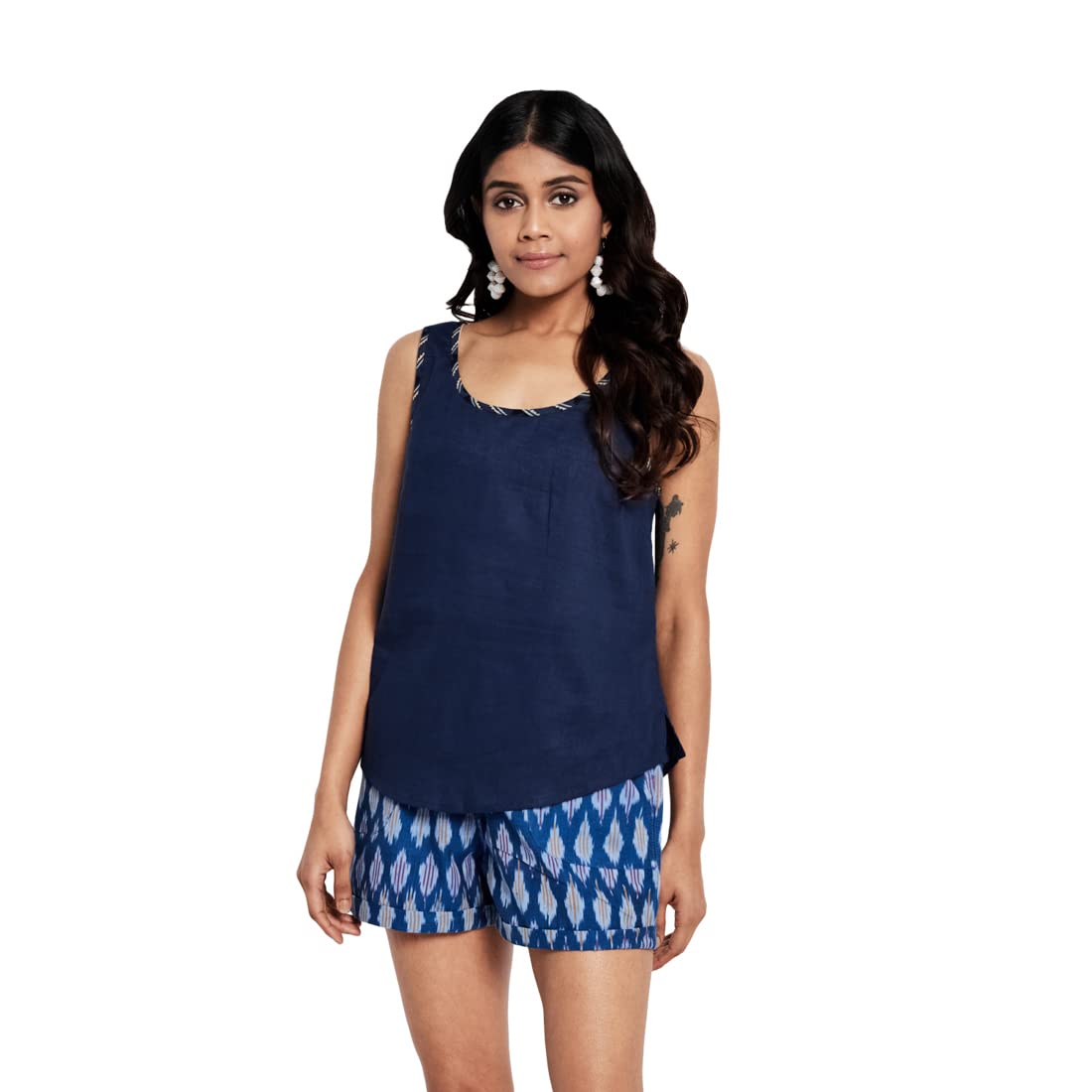 Fabindia Women Slub Scoop Neck Top Cotton_Xs