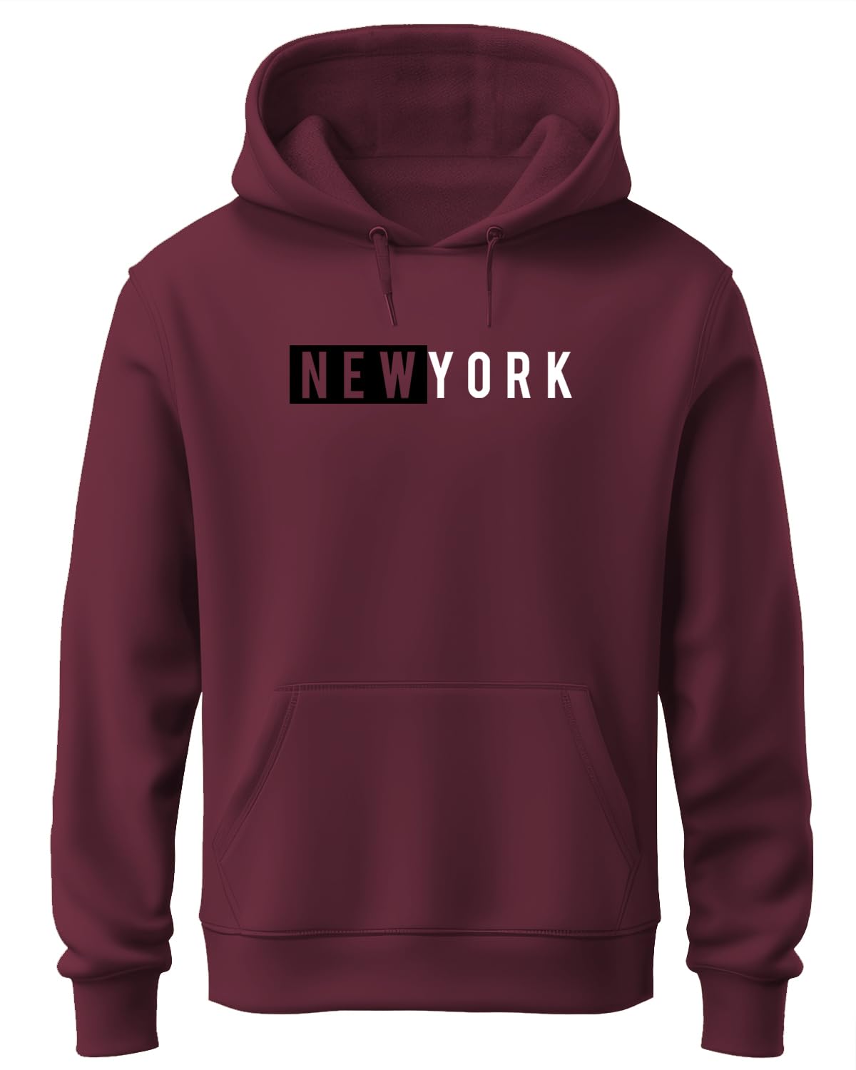 ADRO Men's Cotton Neck Hooded Sweatshirt (H20-M-NKY-MR_Maroon)