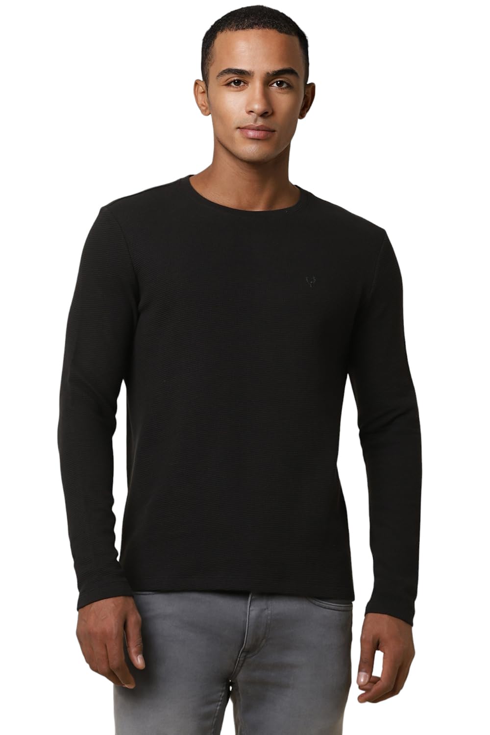 Allen Solly Men Solid Casual Cotton Full Sleeve Crew Neck T-Shirt