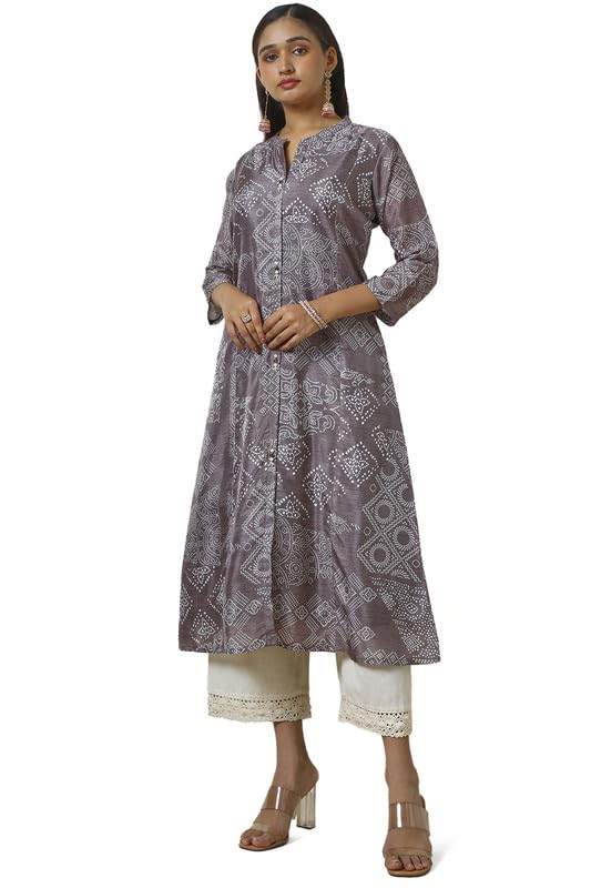 Soch Womens Earth Art Silk Bandhani Print Kurta with Beads