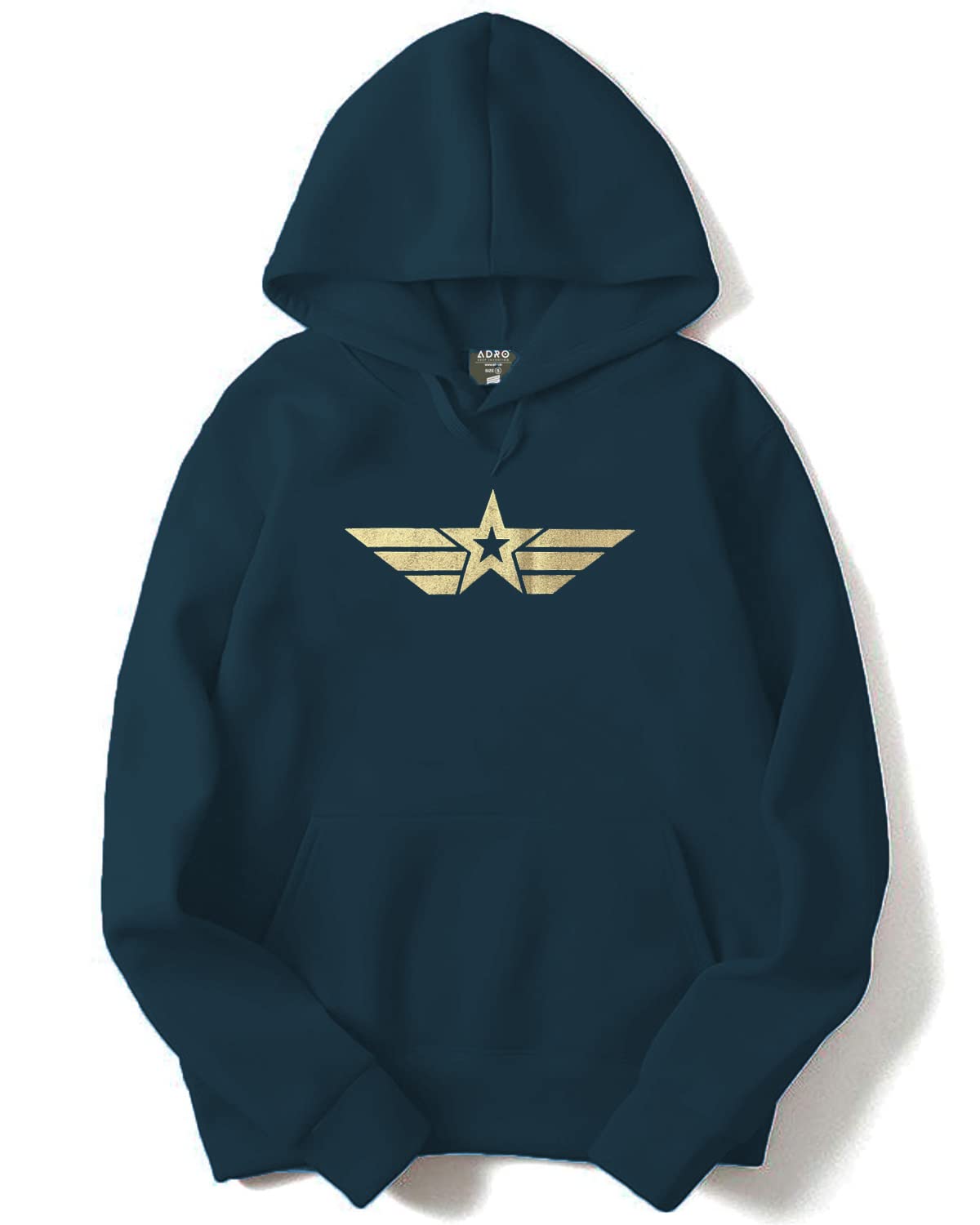 ADRO Men's Cotton Neck Hooded Sweatshirt (H20-GL-GAP-SB_Teal)
