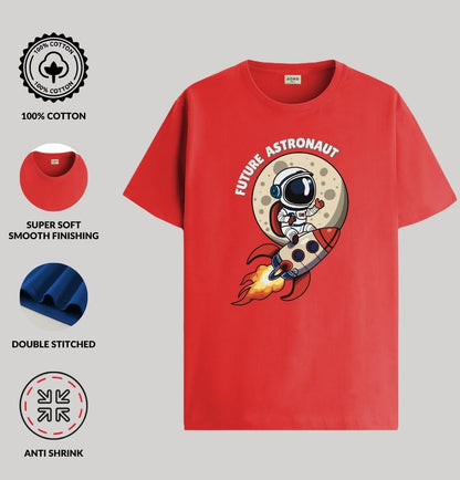 ADRO T Shirts for Boys & Girls | Astronaut Printed T-Shirt | Ages 3-14 | 100% Cotton Round Neck Tshirt for Boys |KRN-L2-ASTRO-RD