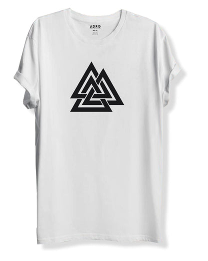 ADRO Triangle Mens Printed T-Shirt (RNR-M-TKT-WH_White)