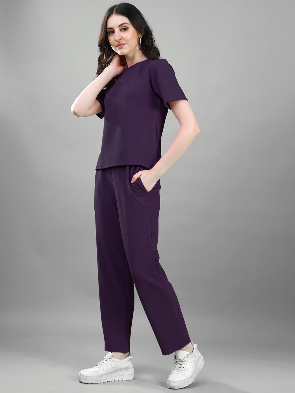 Selvia Womens Co-ords Set|Lycra Top and Trouser Set|Casual Co-ords Set for Women|Two Piece Co-ord Set|Top & Pant Set(707CTK1166