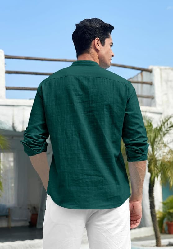 Macsivo MenS Cotton Polyester Blend Solid Short Kurta With Mandarin Collar Full Sleeve Button Closure Curved Hem Regular Fit |