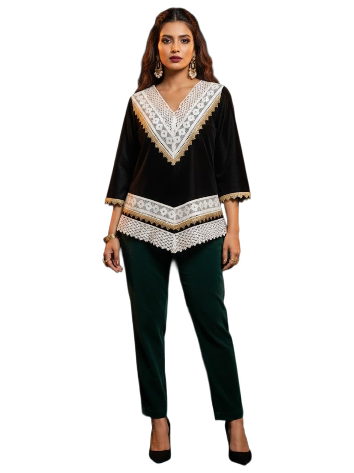 Gosriki WomenS Velvet A-Line Solid Kurta (Mandari Black-Gs_Xl_Black_X-Large)