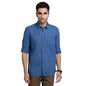 Turtle Men Cotton Lyocell Blue Solid Slim Fit Casual Shirts