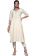 Libas WomenS Cotton Yoke Design Straight Kurta (24043O_Off White