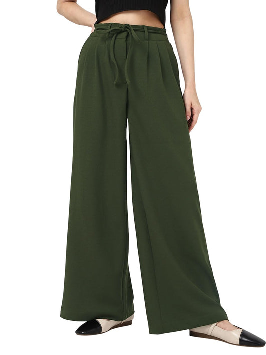 Bewakoof WomenS Solid Regular Fit Poly Spandex Pant_662085_Green_36