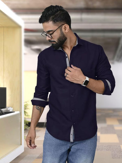 Tee Projekt Shirt for Men Cotton Spread Collar Button Down Long Sleeve Shirt Home, Regular, Home (Pack of 1)