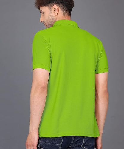 Baghadbillo MenS Regular Fit Solid Polo Half Sleeve T-Shirt Parrot Green