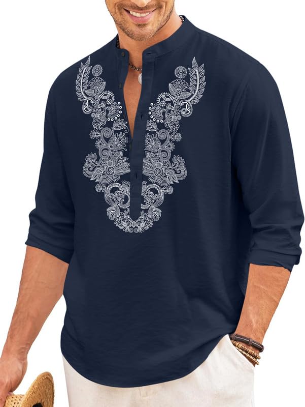 Finivo Fashion MenS Cotton Blend Short Kurta With Full Sleeves And Ethnic Neck Design | Casual Crinkle Texture Kurta With Mandar