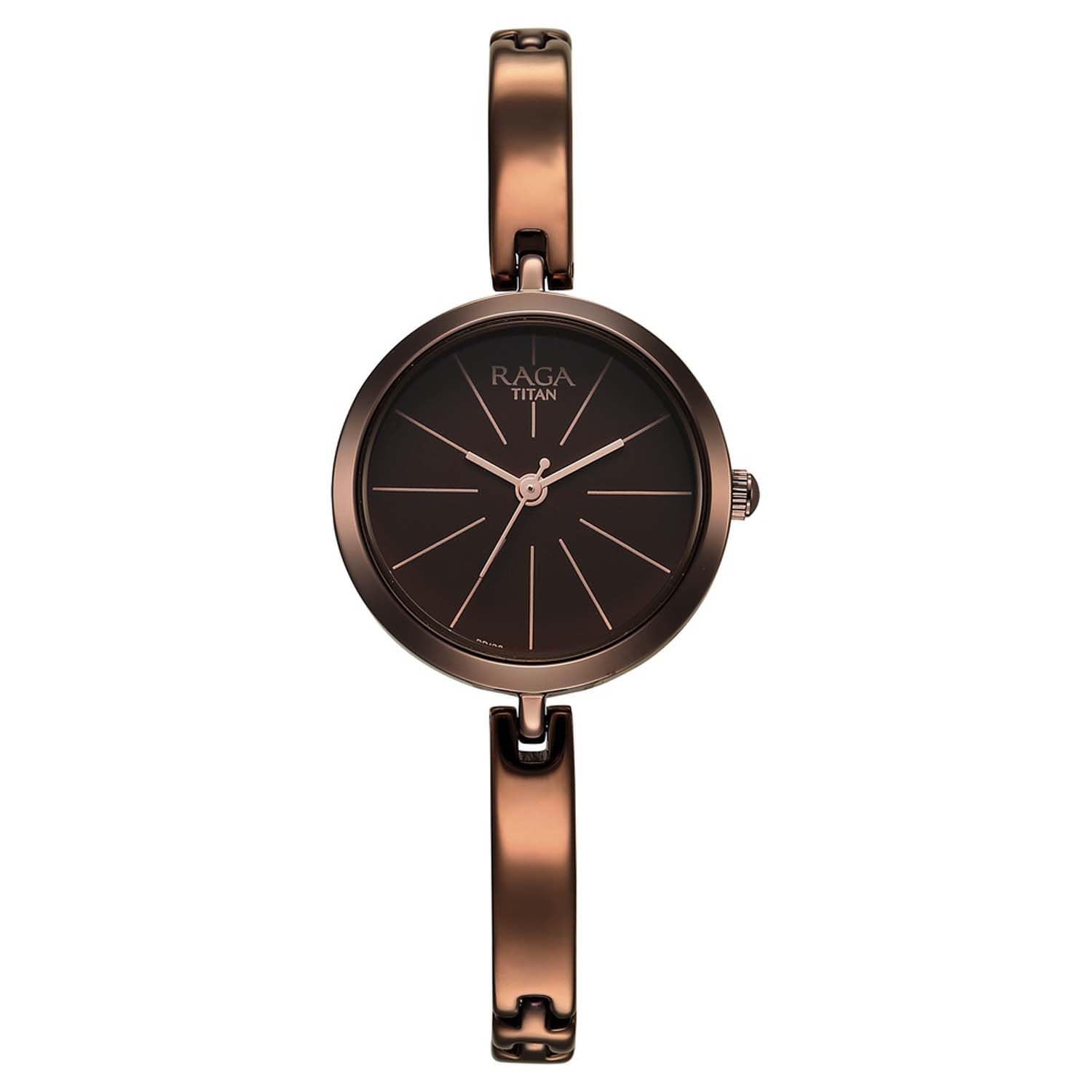Titan Raga Viva Quartz Analog Brown Dial Brown Metal Strap Watch For Women-Ns2606Qm03