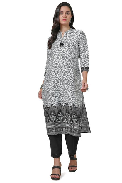 Soch Womens Off White Bandhani Print Kurta With Mandarin Collar