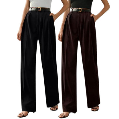 Greciilooks High Waist Cotton Trousers For Women  Flared Parachute Pants With Side Pockets | Casual Travel Cargo Pants (Availabl