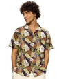 The Souled Store Just Leafy Men and Boys Short Sleeves Collared Neck Button Front Multicolor All Over Printed Cotton Holiday Shi