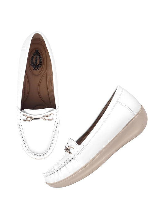 Shoetopia WomenS Flat Loafers White