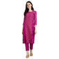 Modestouze Attires WomenS Cotton Blend Gold Pigment Printed Cord Set With Round Neck 3/4 Sleeve Straight Cut Length Kurta And S
