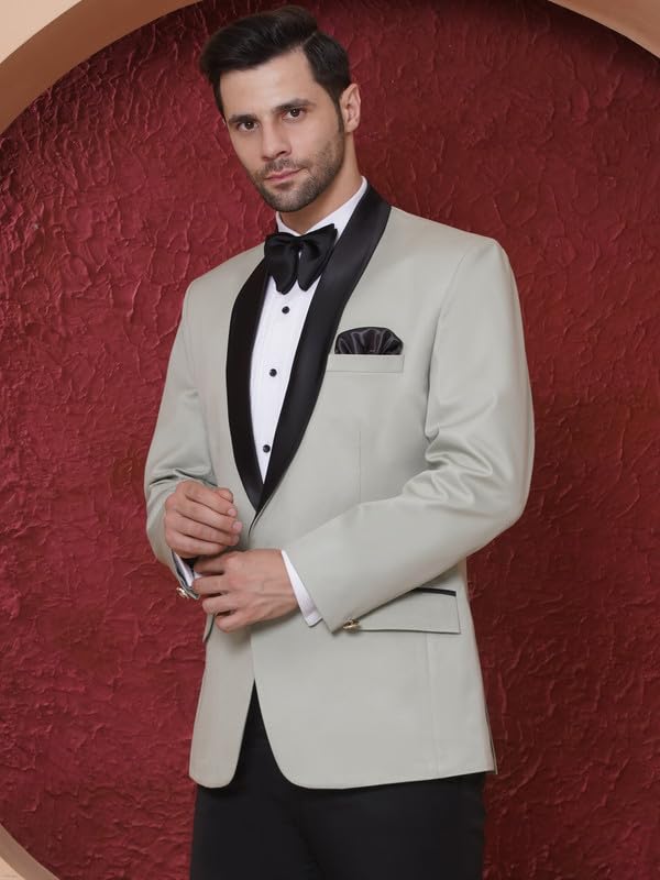 Favoroski Tuxedo Blazer For Men With 2 Pockets | Rayon Slim Fit Blazers | Ethnic Wear Tuxedos | One Button Solid Tuxedo Blazers