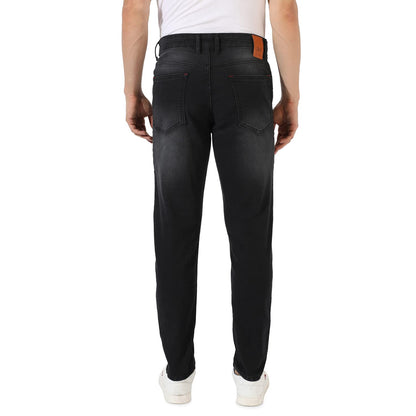 Campus Sutra Mens Classic Black-Washed Solid Patterned Regular Fit Denim Jeans | Premium Mid-Rise Cotton Stretchable Crafted wi