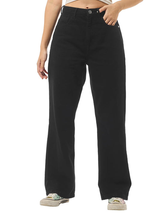 Bewakoof Womens Baggy Wide Leg Jeans_624273_Black_30