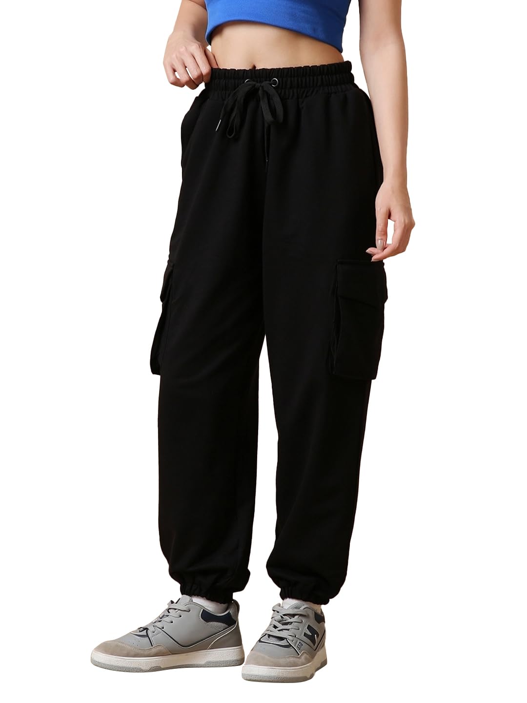 Bewakoof Air 1.0 Womens Solid Super Loose Fit Joggers_585678_Black_XS