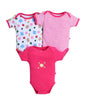 Bumzee Baby Girls Cotton Half Sleeves Bodysuit/Onesie/Leotard Pink & White - New Born (Peb10569A-Pnk)