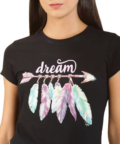 Lyra Pure Cotton Round Neck Printed T-Shirt For Women
