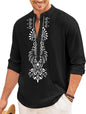 Finivo Fashion MenS Cotton Blend Short Kurta With Bold Printed Front Design | Full Sleeve Ethnic Casual Kurta With Mandarin Coll