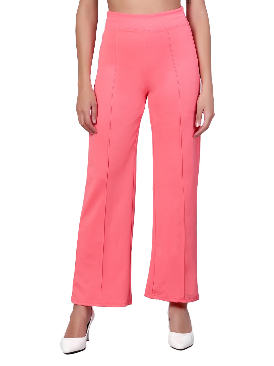 Kotty Womens High Rise Regular Solid Trousers Rose Pink