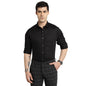 Turtle Men 100% Cotton Regular Fit Black Self Design Full Sleeve Formal Shirt