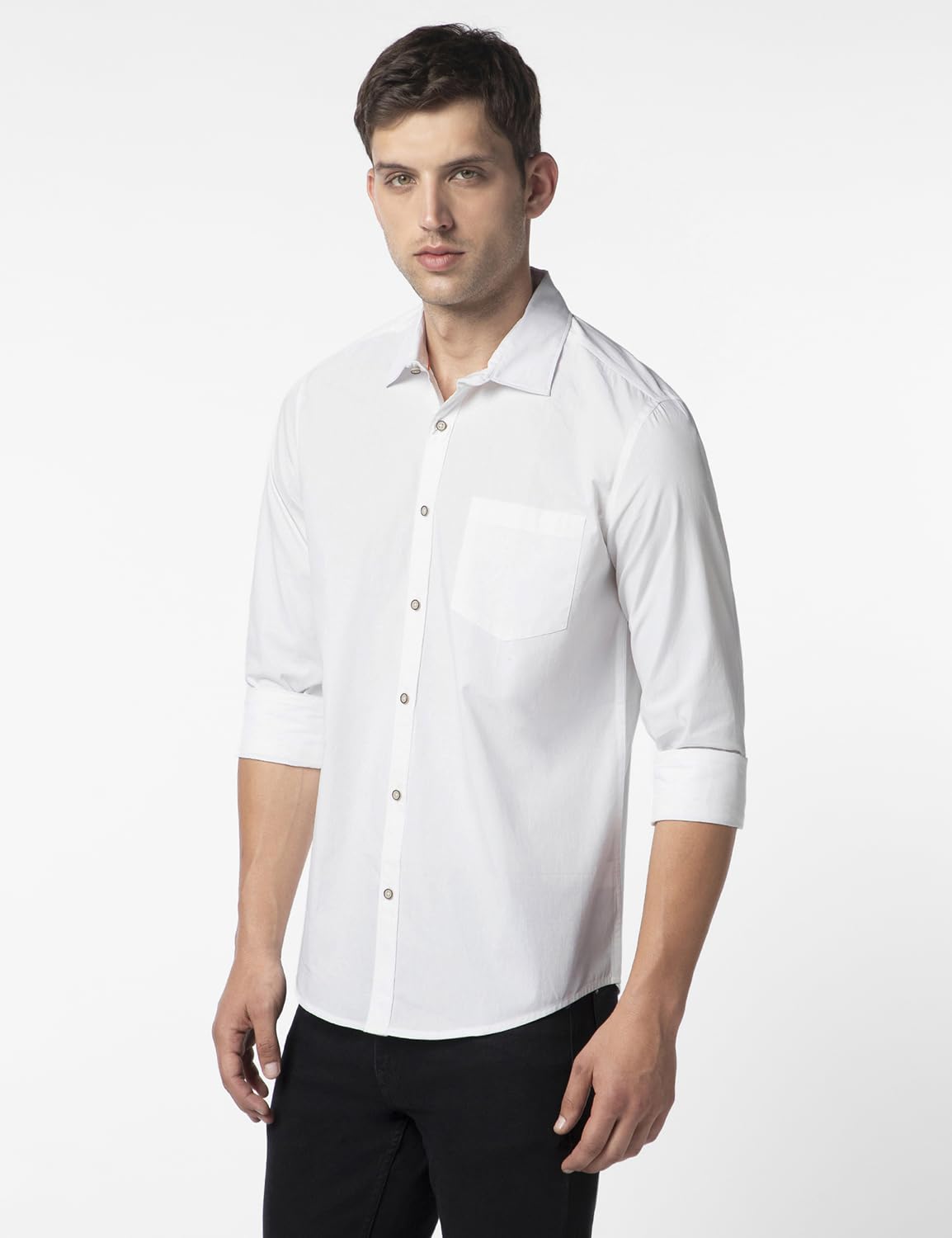 FYLTR Mens Solid 100% Cotton Casual Full Sleeves Shirt with Pocket