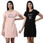 Pepe Jeans Cotton Knee Length Nighty, Nightdress, Gown For Women | Comfortable Soft Printed Sleepwear - Blossom|Black - S (Pack 