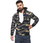 Campus Sutra Mens Light Blue Camouflage Regular Fit Cotton Jacket for Winter Wear | Hooded Collar | Full Sleeve | Zipper | Casu