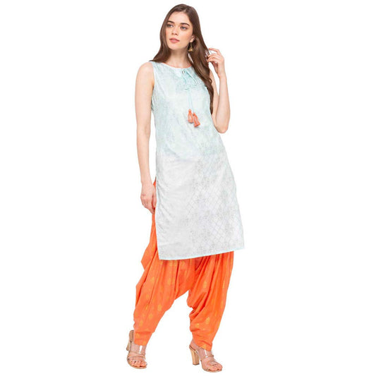 Aurelia Womens Tie Up Neck Printed Kurta
