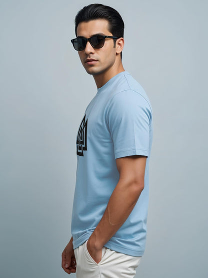 ADRO Triangle Mens Printed T-Shirt (RNR-M-TKT-SK_SkyBlue)