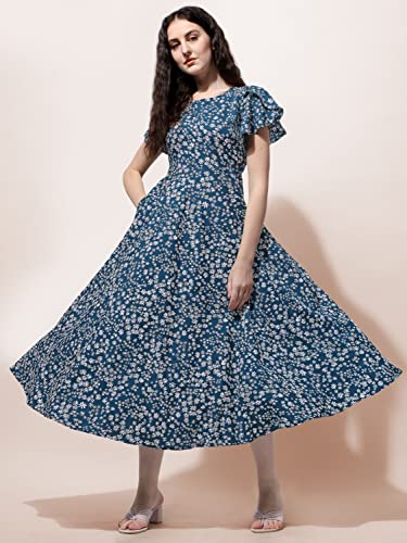 OOMPH! Womens Western & Fusion wear Midi Dresses for Women, Beach, Green - md517