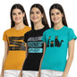 Preneum Womens Cotton Regular Fit Latest Graphic Stylish Printed Short Sleeves Casual T-Shirt || Latest Trendy & Style (Pack 3)