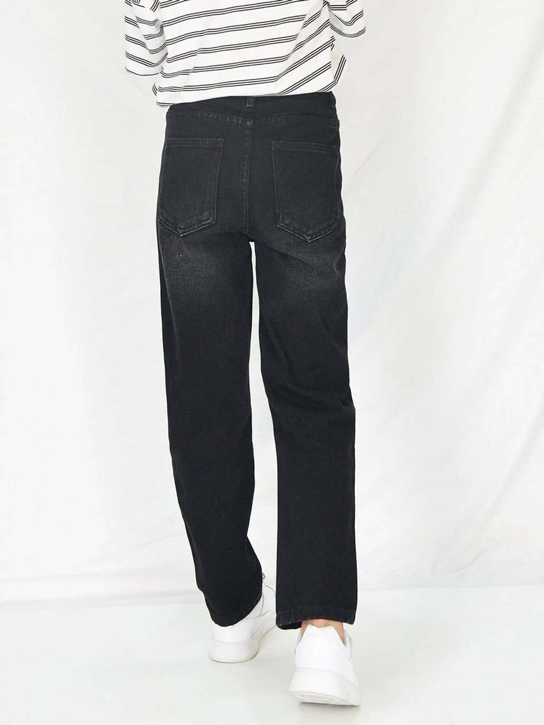 Kotty Boys Regular Fit Cotton Lycra Blend Solid Jeans Midnight Black