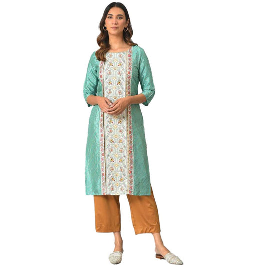 W for Woman Women's Viscose Layered Printed Plus Size Kurta